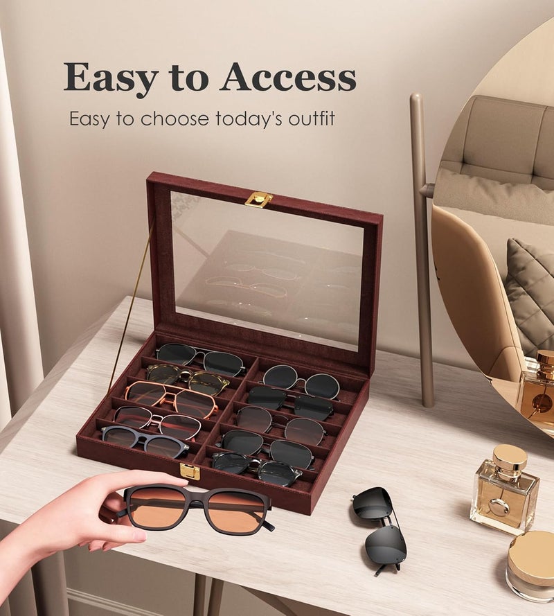 NEWLOOP Store 10/30 Slots Sunglass Organizer for Multiple Pairs of Eyeglass See-through Display Case Storage Box for Women Men - Image 3